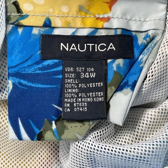 Nautica Swim Trunks Men 34 Leaf Hawaiian Island Tropical Print 5.5" Inseam - Picture 13 of 14